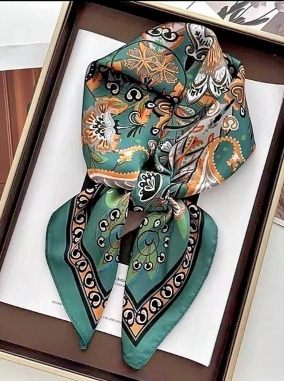 Green & Black Floral Scarf